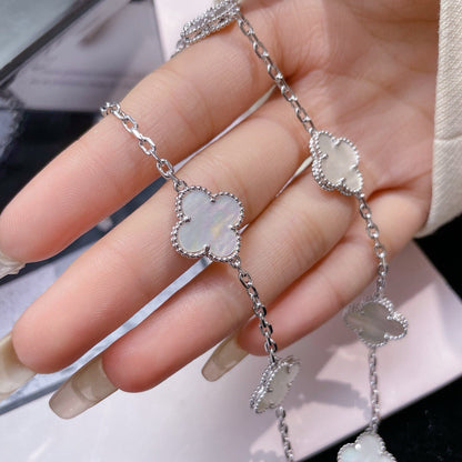 [Star Jewelry]CLOVER 10 MOTIFS WHITE MOTHER OF PEARL NECKLACE