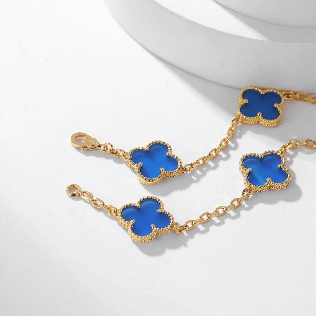 [Star Jewelry]CLOVER 10 MOTIFS BLUE AGATE NECKLACE