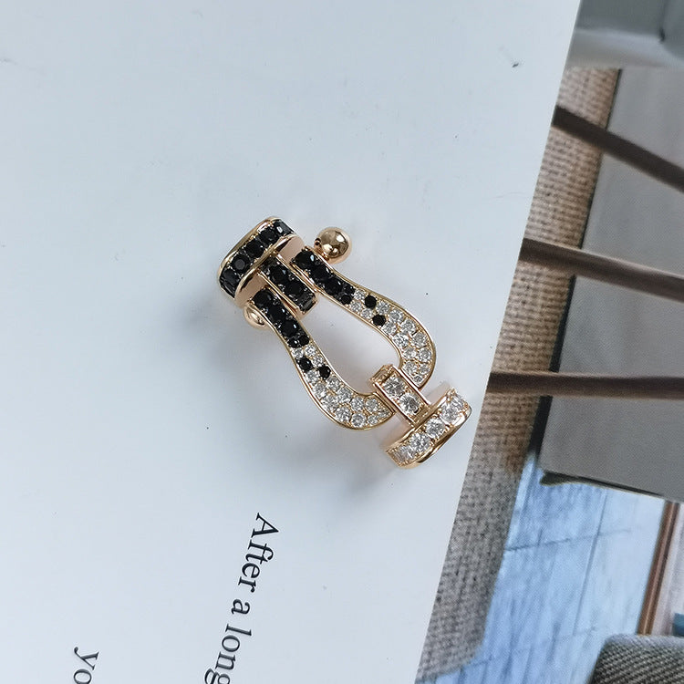 [Star Jewelry]FORCE LARGE HORSESHOE BLACK WHITE DIAMOND BRACELET SILVER