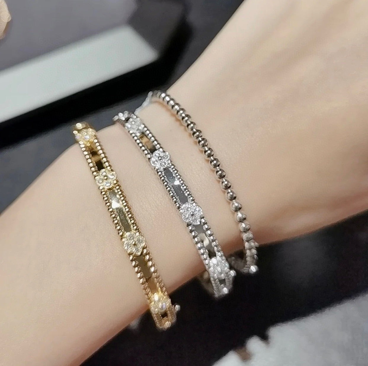 [Star Jewelry]CLOVER BRACELET 4MM DIAMONDS