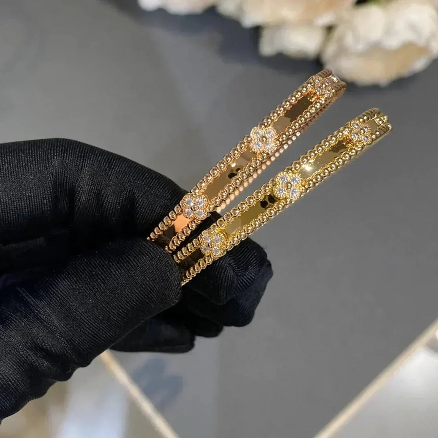 [Star Jewelry]CLOVER BRACELET 4MM DIAMONDS