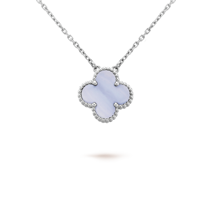 [Star Jewelry]CLOVER 15MM BLUE CHALCEDONY NECKLACE SILVER