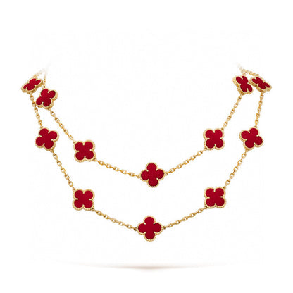 [Star Jewelry]CLOVER 20 MOTIFS CARNELIAN NECKLACE
