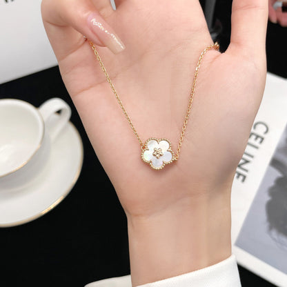 [Star Jewelry]LUCKY  WHITE MOP  PLUM BLOSSOM NECKLACE