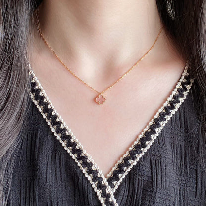 [Star Jewelry]CLOVER 15MM PINK MOTHER-OF-PEARL SINGLE FLOWER NECKLACE