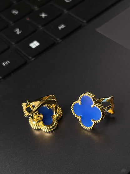 [Star Jewelry] CLOVER LARGE (20mm) 1 MOTIFS BLUE MOP STUD EARRINGS