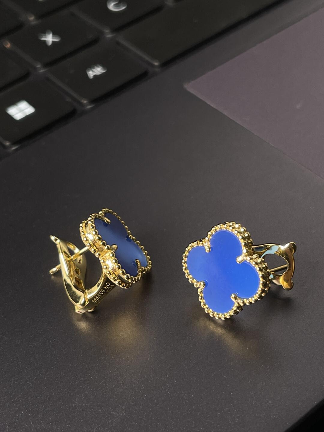[Star Jewelry] CLOVER LARGE (20mm) 1 MOTIFS BLUE MOP STUD EARRINGS