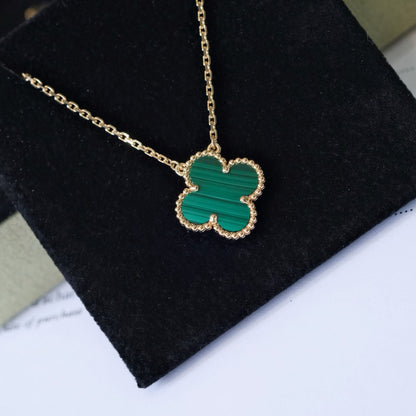 [Star Jewelry]CLOVER 15MM MALACHITE SINGLE FLOWER  NECKLACE