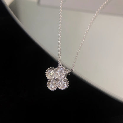 [Star Jewelry]CLOVER 15MM DIAMOND SINGLE FLOWER NECKLACE
