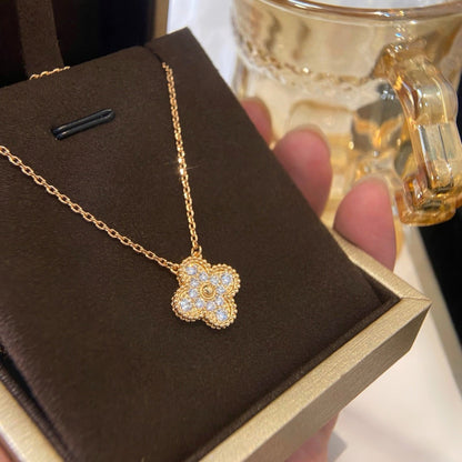 [Star Jewelry]CLOVER 15MM DIAMOND SINGLE FLOWER NECKLACE