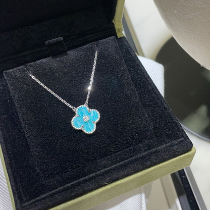 [Star Jewelry]CLOVER 15MM DIAMOND SVRES PORCELAIN  NECKLACE SILVER