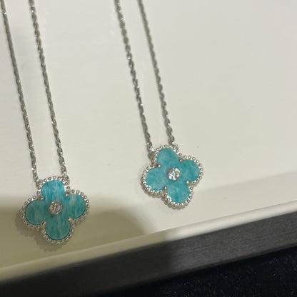 [Star Jewelry]CLOVER 15MM DIAMOND SVRES PORCELAIN  NECKLACE SILVER