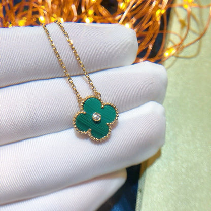 [Star Jewelry]CLOVER 15MM DIAMOND TURQUOISE NECKLACE
