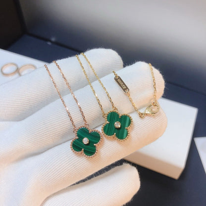 [Star Jewelry]CLOVER 15MM DIAMOND TURQUOISE NECKLACE
