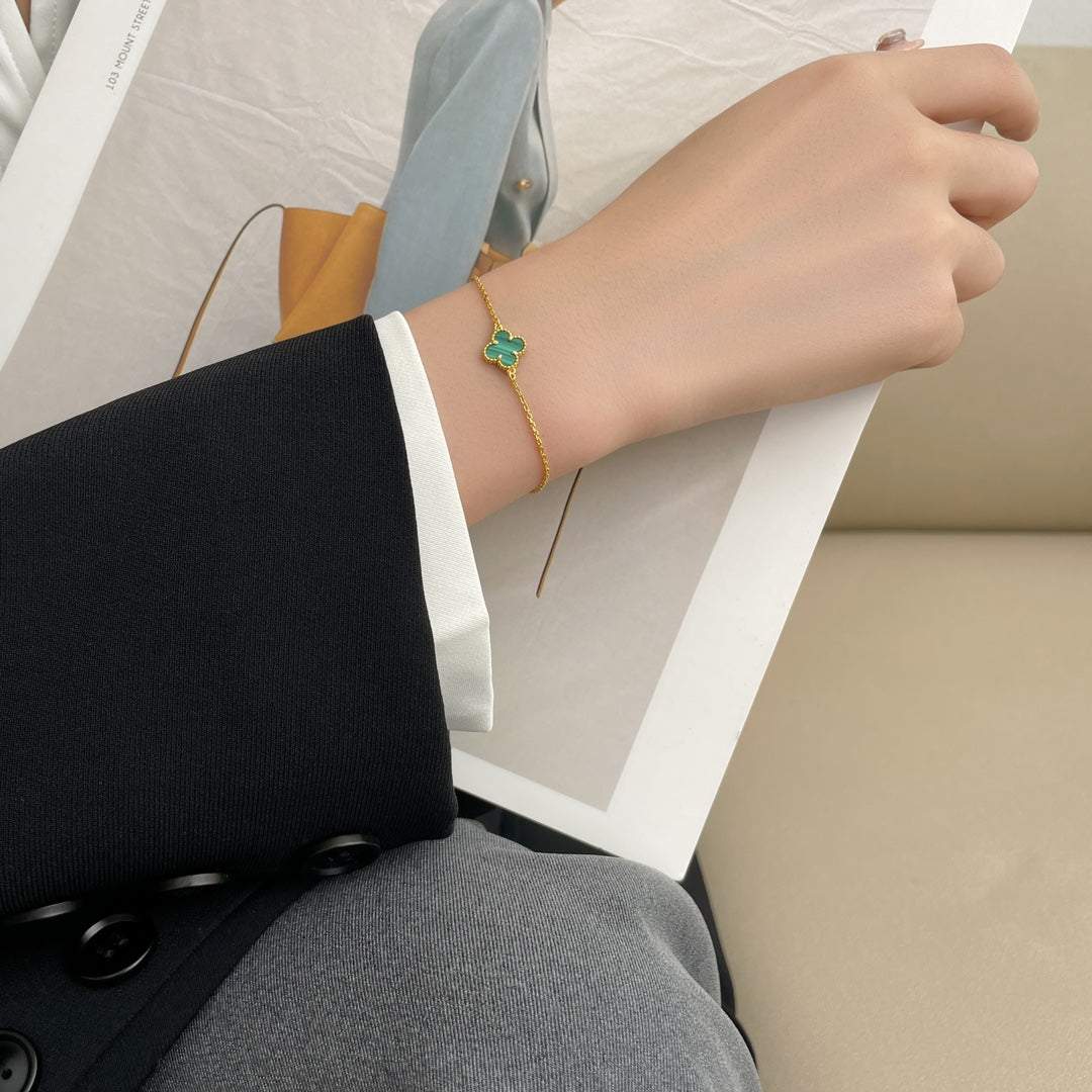[Star Jewelry]CLOVER BRACELET MALACHITE 1 MOTIF