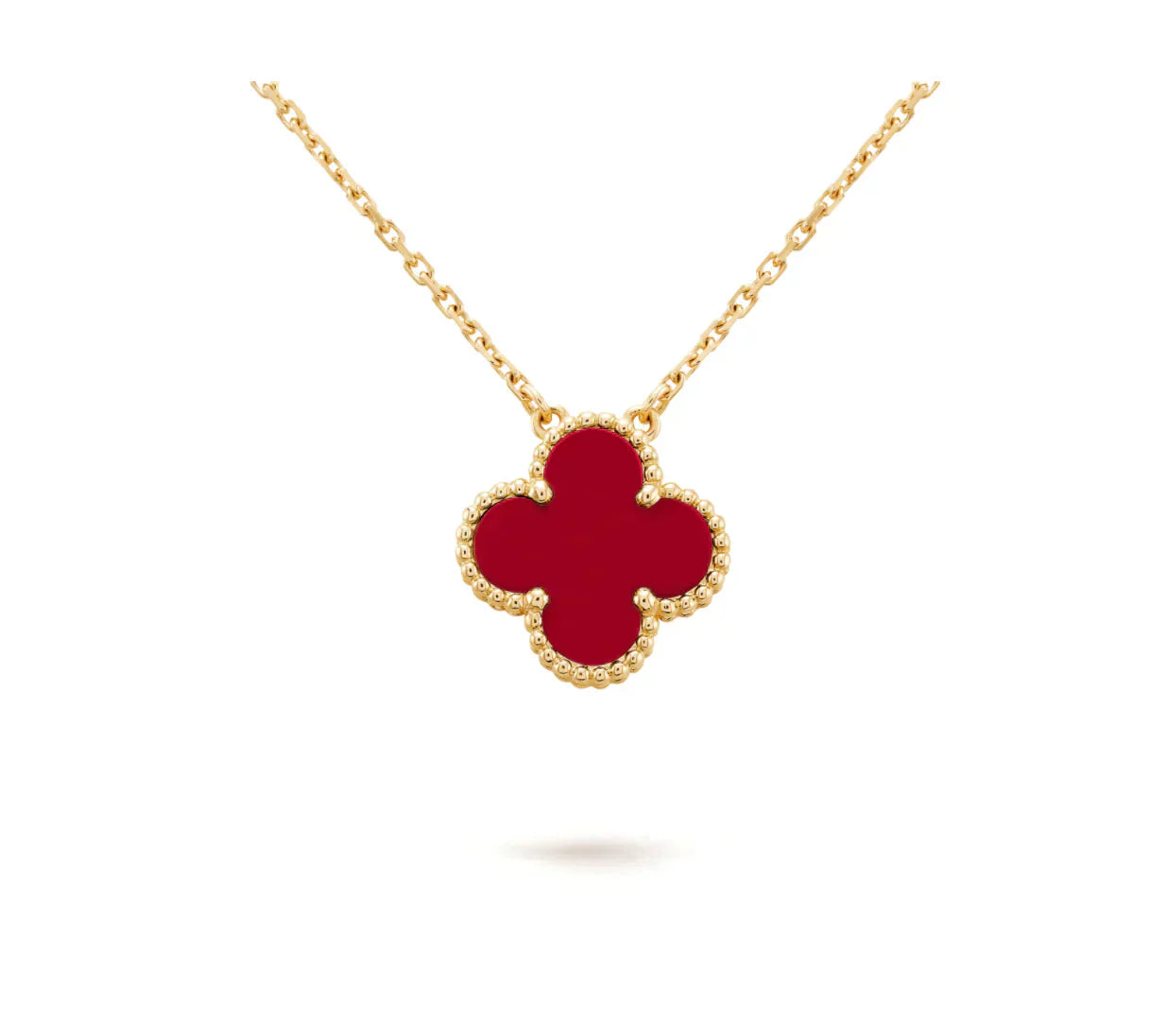 [Star Jewelry]CLOVER 15MM CARNELIAN SINGLE FLOWER NECKLACE