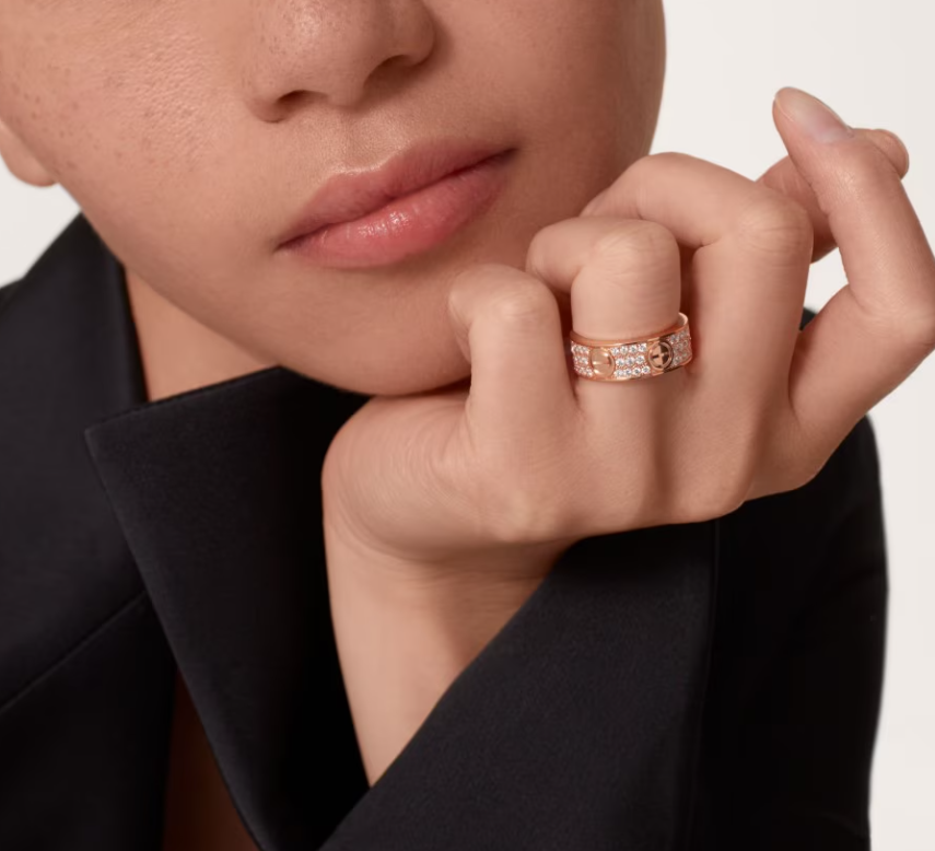 [Star Jewelry]LOVE RING 6.5mm-wide full-diamond ring Rose Gold