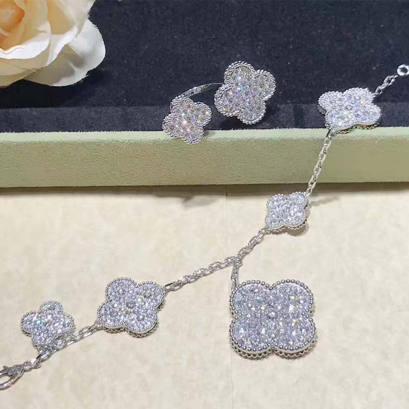 [Star Jewelry]CLOVER 6 MOTIFS SILVER DIAMOND BRACELET