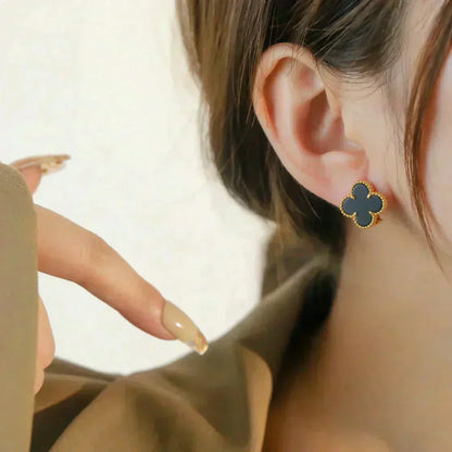 [Star Jewelry]CLOVER MEDIUM 1 MOTIFS  ONYX STUD EARRINGS