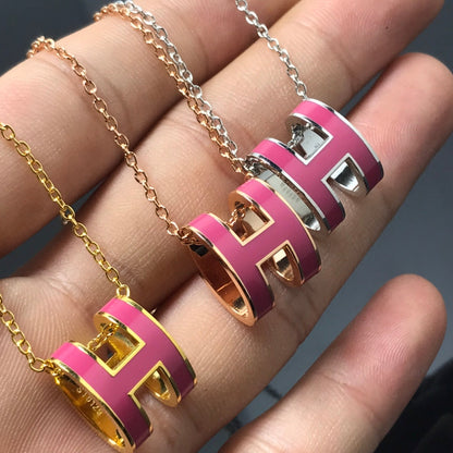 [Star Jewelry]H NECKLACE PINK