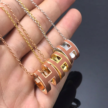 [Star Jewelry]H NECKLACE BROWN