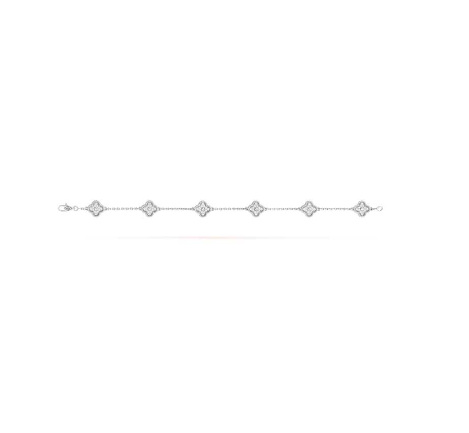[Star Jewelry]CLOVER 6 MOTIF SILVER DIAMOND BRACELET