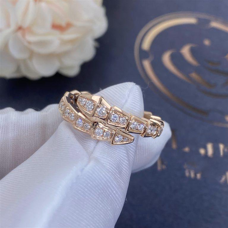 [Star Jewelry]SERPENTI RING PINK GOLD DIAMOND PAVED 4MM