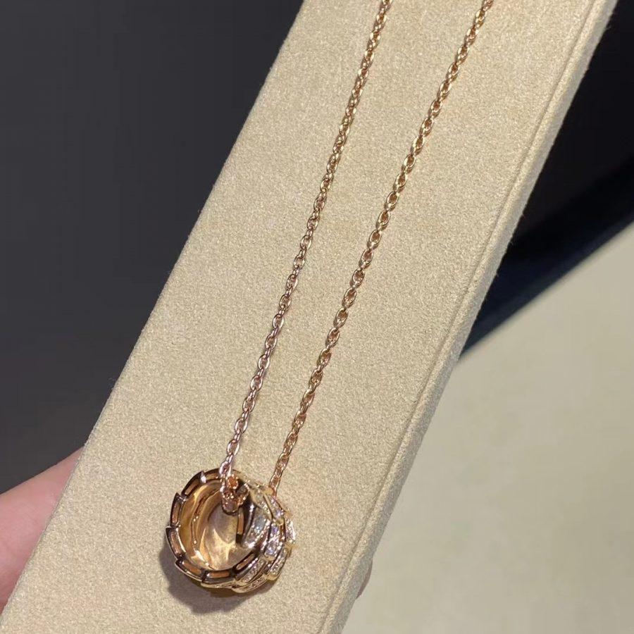 [Star Jewelry]SERPENTI PINK GOLD NECKLACE DOUBLE RING DIAMOND