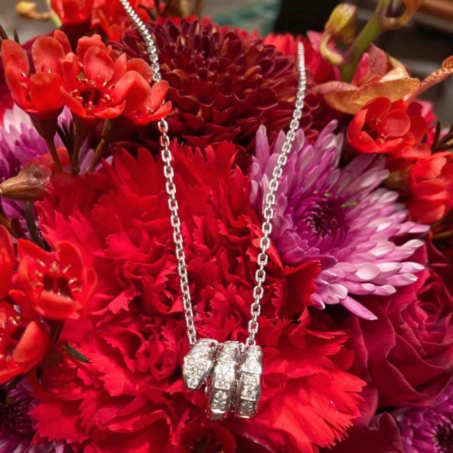[Star Jewelry]SERPENTI  NECKLACE DOUBLE RING DIAMOND