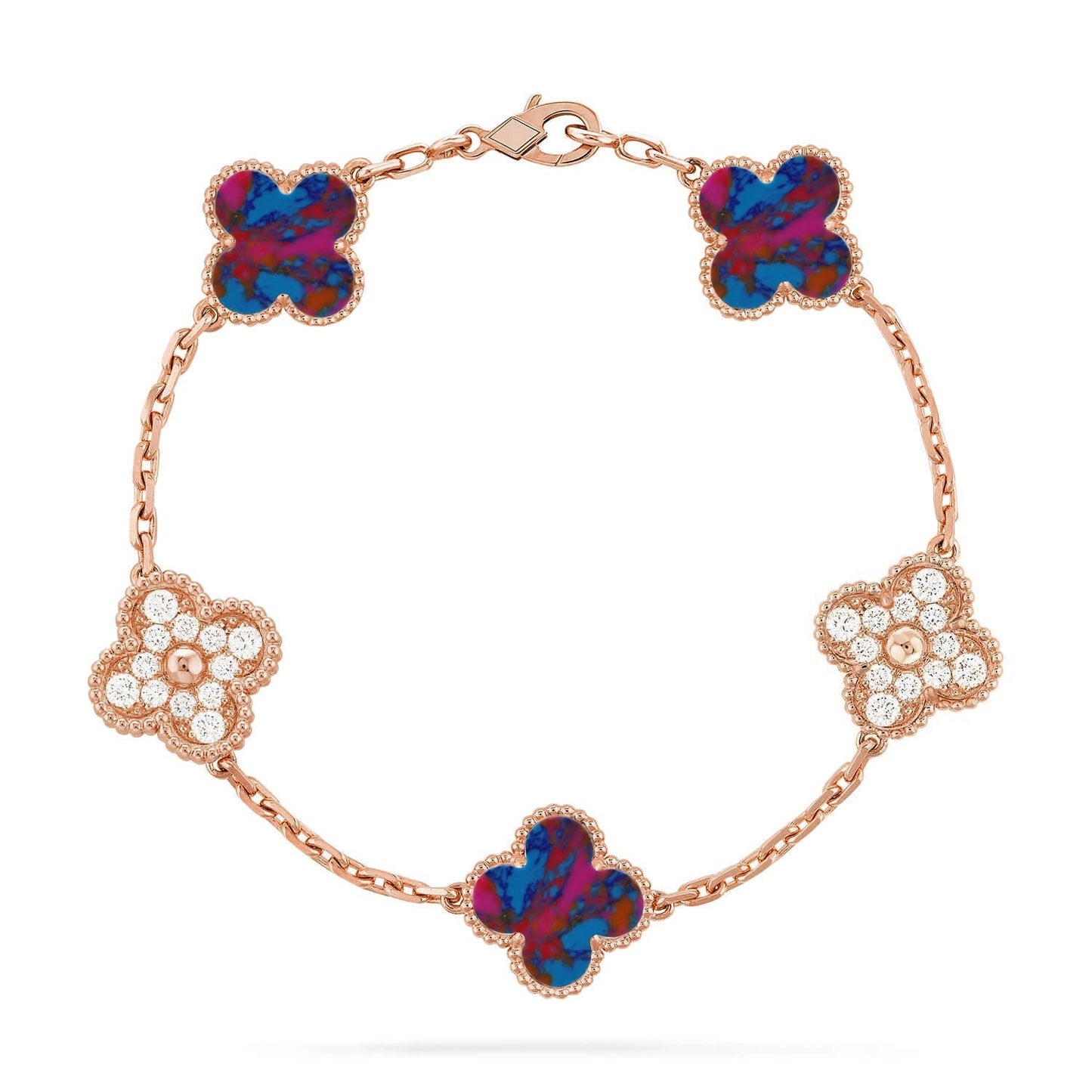 [Star Jewelry]CLOVER 5 MOTIF COLOR GEMSTONES BRACELET COLLECTION