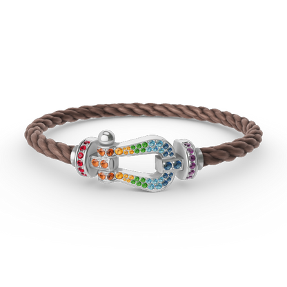 [Star Jewelry]FORC LARGE HORSESHOE  COLORED DIAMOND BRACELET SILVER