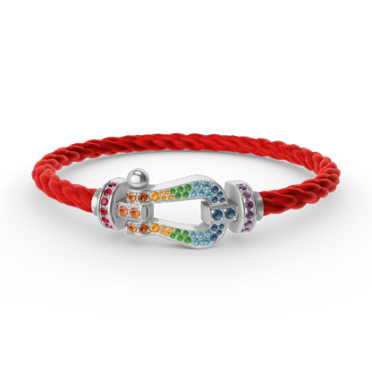 [Star Jewelry]FORC LARGE HORSESHOE  COLORED DIAMOND BRACELET SILVER