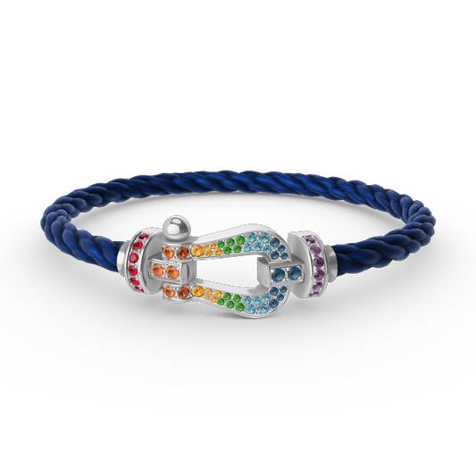 [Star Jewelry]FORC LARGE HORSESHOE  COLORED DIAMOND BRACELET SILVER