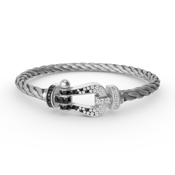 [Star Jewelry]FORCE LARGE HORSESHOE BLACK WHITE DIAMOND BRACELET SILVER