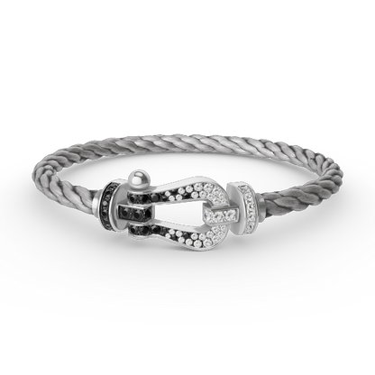 [Star Jewelry]FORCE LARGE HORSESHOE BLACK WHITE DIAMOND BRACELET SILVER