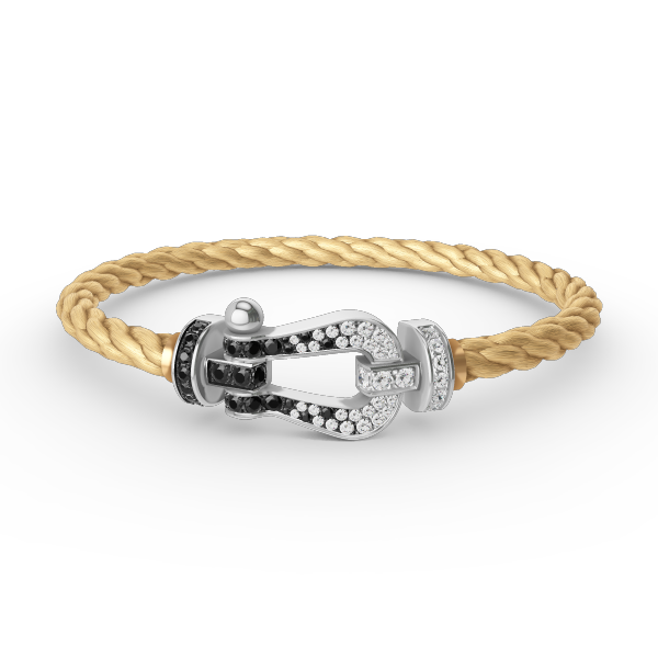 [Star Jewelry]FORCE LARGE HORSESHOE BLACK WHITE DIAMOND BRACELET SILVER