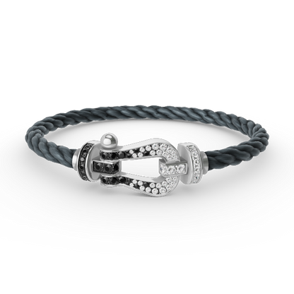 [Star Jewelry]FORCE LARGE HORSESHOE BLACK WHITE DIAMOND BRACELET SILVER