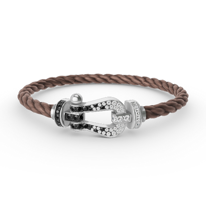 [Star Jewelry]FORCE LARGE HORSESHOE BLACK WHITE DIAMOND BRACELET SILVER