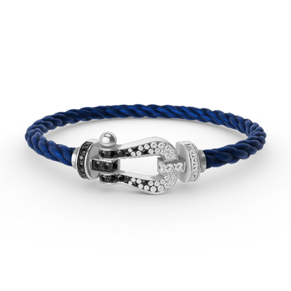 [Star Jewelry]FORCE LARGE HORSESHOE BLACK WHITE DIAMOND BRACELET SILVER