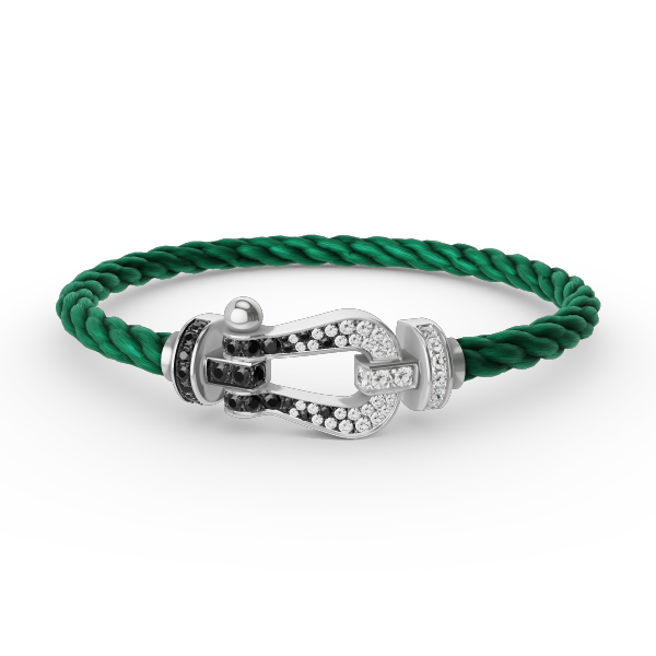 [Star Jewelry]FORCE LARGE HORSESHOE BLACK WHITE DIAMOND BRACELET SILVER