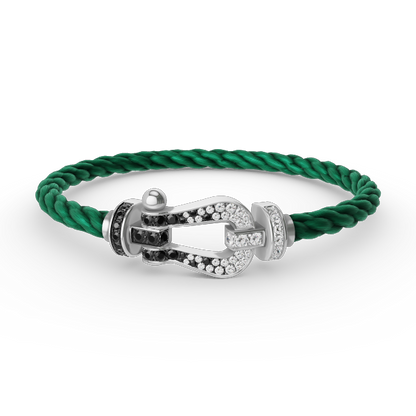 [Star Jewelry]FORCE LARGE HORSESHOE BLACK WHITE DIAMOND BRACELET SILVER