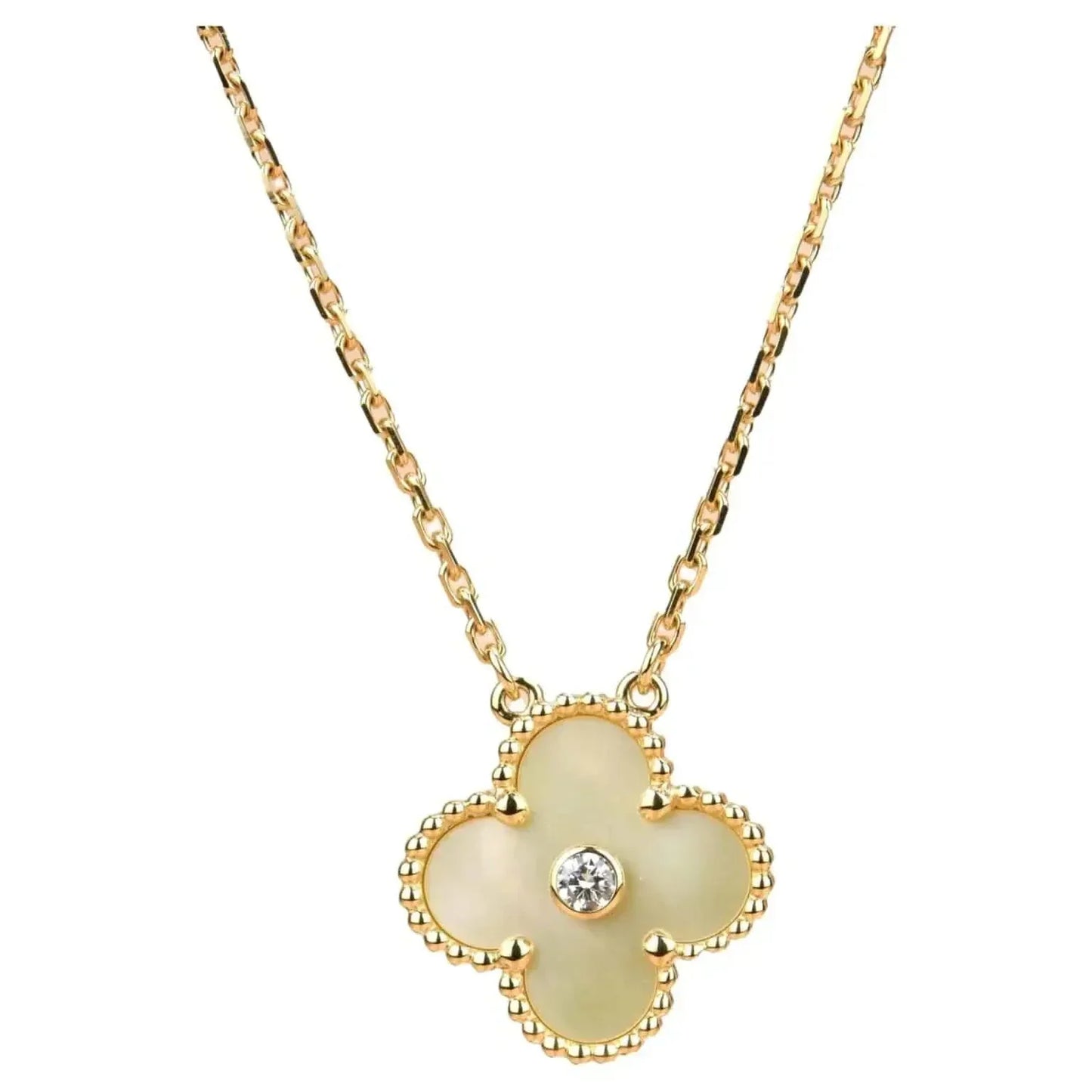 [Star Jewelry]CLOVER 15MM DIAMOND GOLD MOTHER OF PEARL NECKLACE