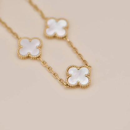 [Star Jewelry]CLOVER WHITE PEARL MOP 5 MOTIF BRACELET COLLECTION