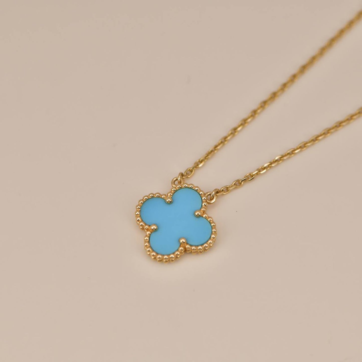 [Star Jewelry]CLOVER 15MM VINTAGE TURQUOISE NECKLACE
