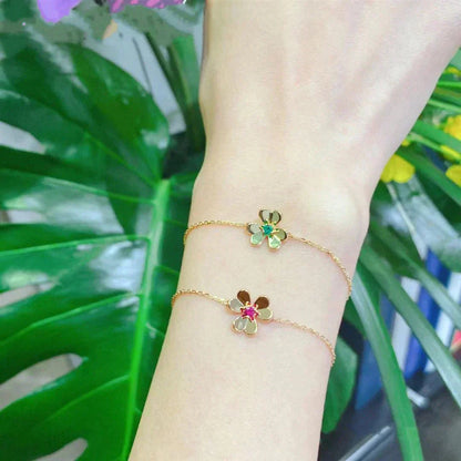 [Star Jewelry]FRIVOLE GOLD FLOWER PINK MALACHITE BRACELET