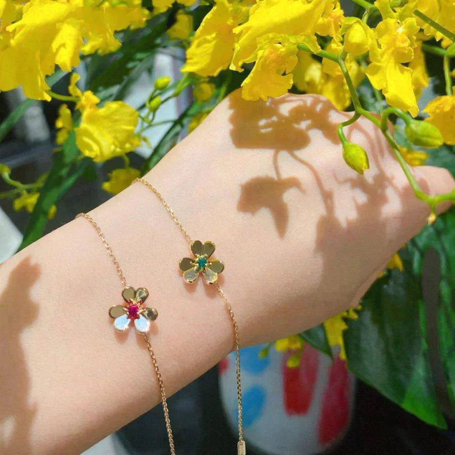 [Star Jewelry]FRIVOLE GOLD FLOWER PINK MALACHITE BRACELET