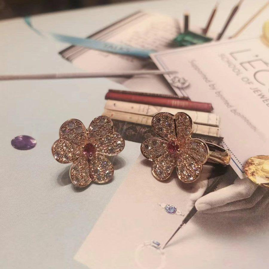 [Star Jewelry]FRIVOLE PINK GOLD FLOWER DIAMOND EARRINGS