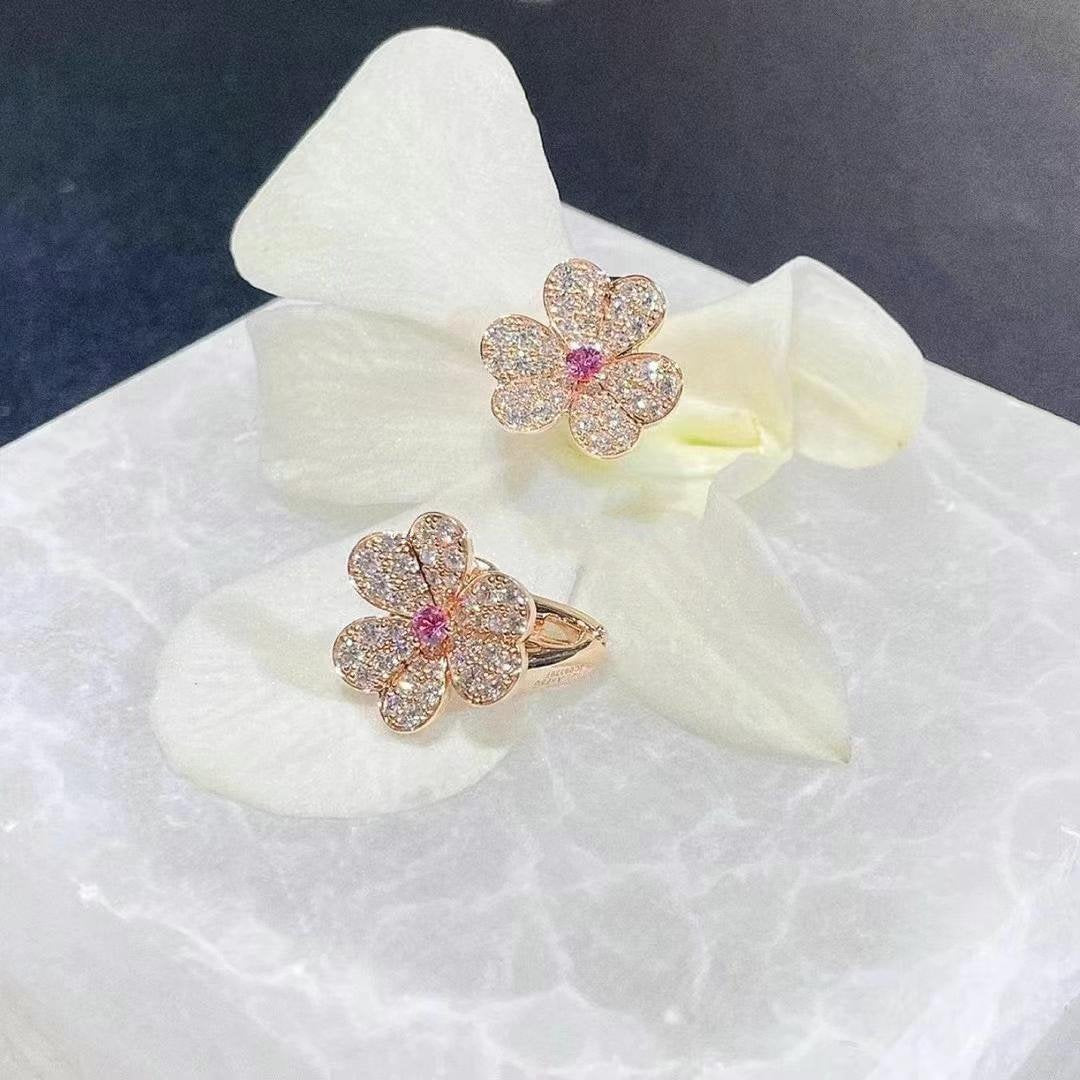[Star Jewelry]FRIVOLE PINK GOLD FLOWER DIAMOND EARRINGS
