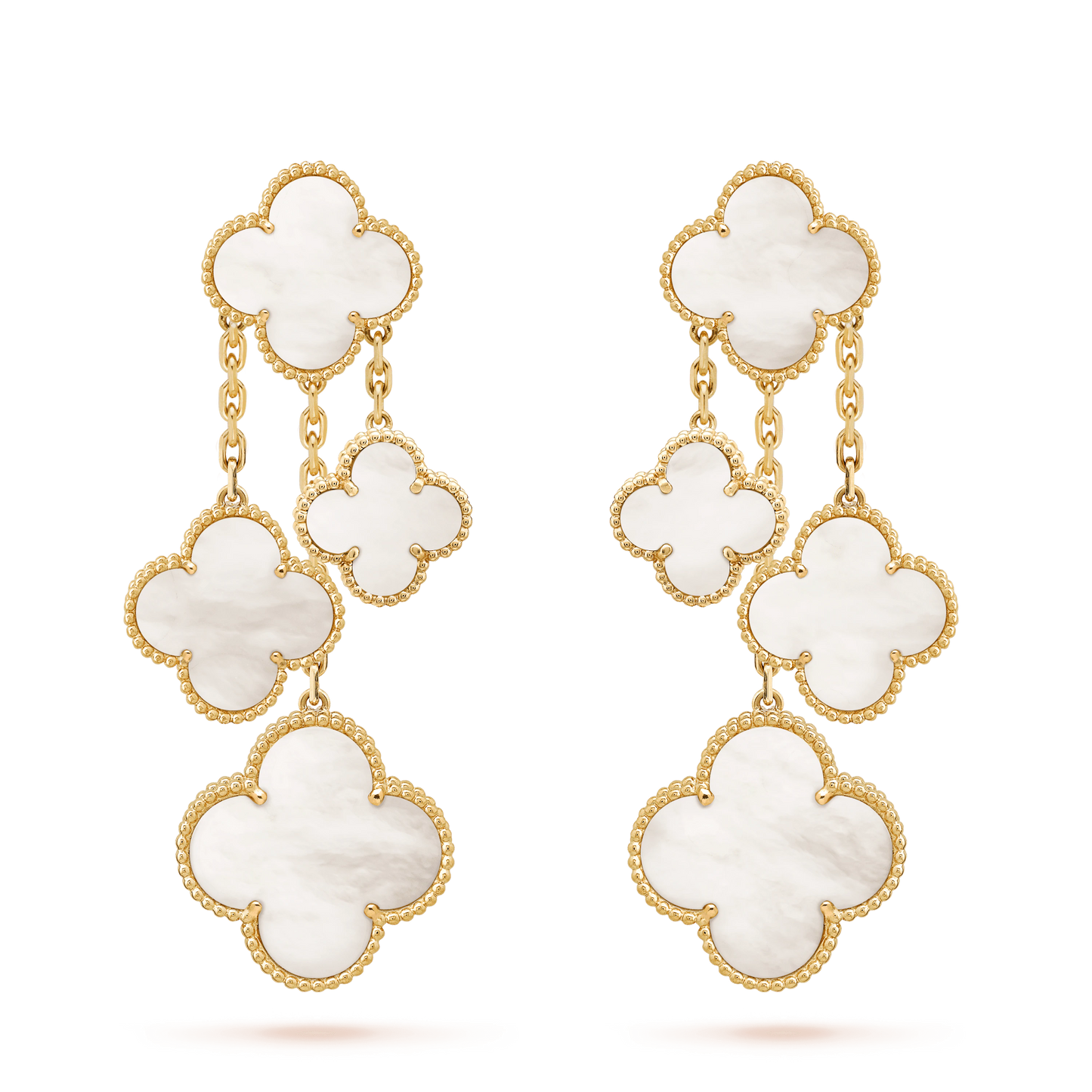 [Star Jewelry]CLOVER EARRINGS WHITE MOP 4 MOTIFS GOLD