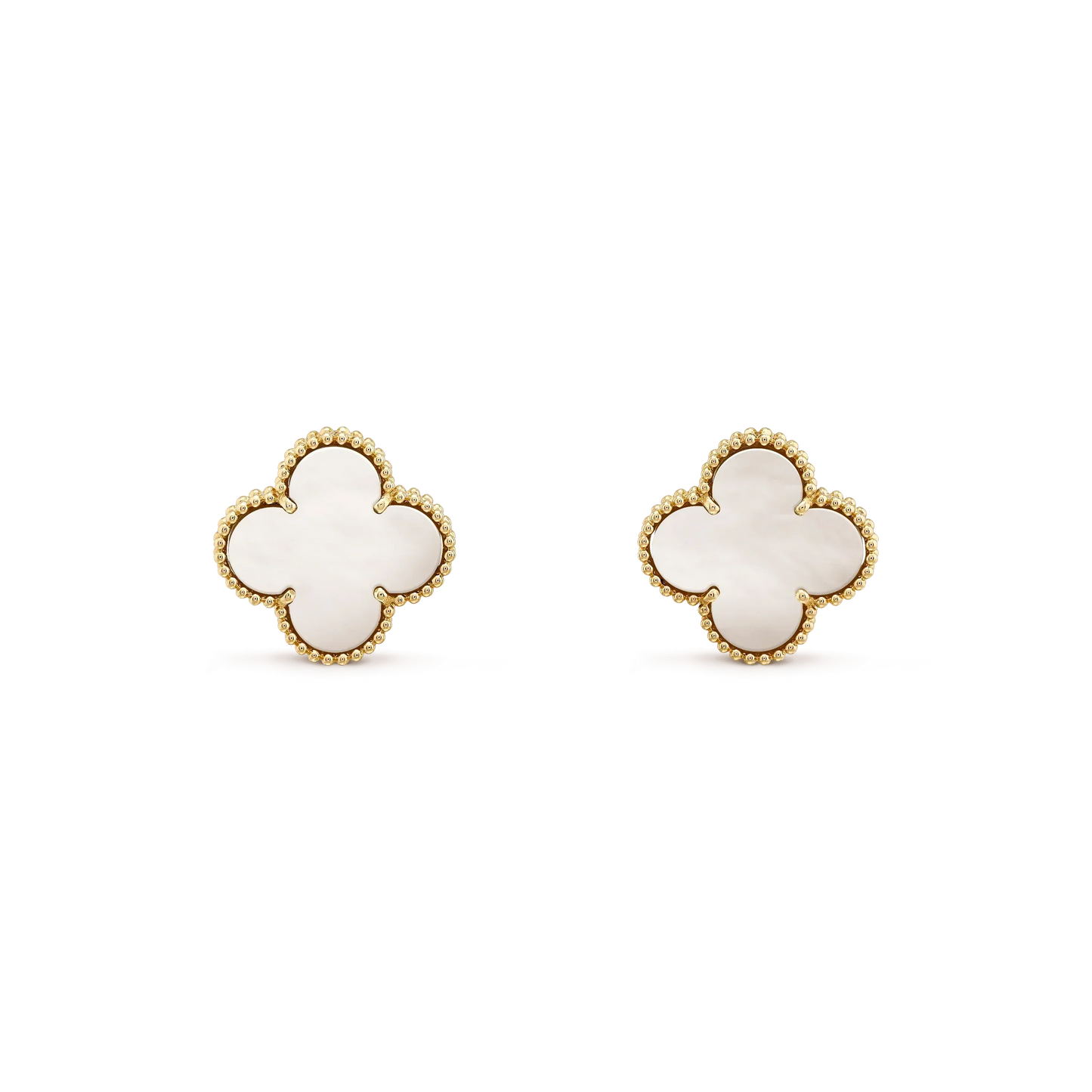 [Star Jewelry]CLOVER MEDIUM 1 MOTIFS  WHITE MOP STUD EARRINGS